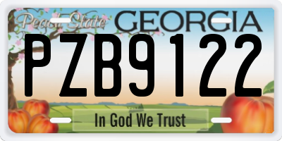 GA license plate PZB9122