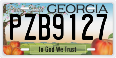 GA license plate PZB9127