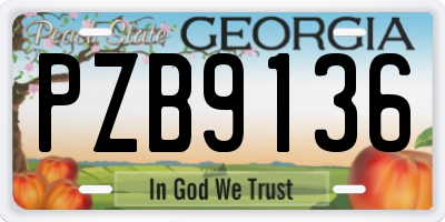 GA license plate PZB9136