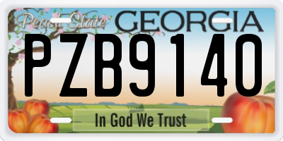 GA license plate PZB9140