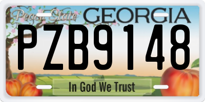 GA license plate PZB9148