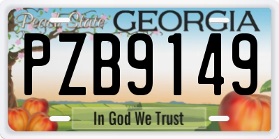 GA license plate PZB9149