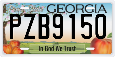 GA license plate PZB9150