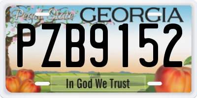 GA license plate PZB9152