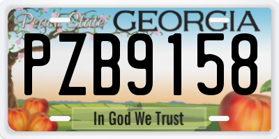 GA license plate PZB9158