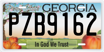GA license plate PZB9162