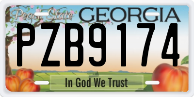 GA license plate PZB9174