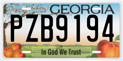 GA license plate PZB9194