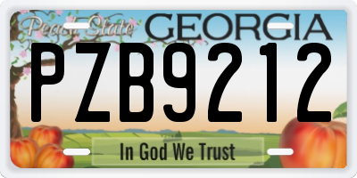 GA license plate PZB9212