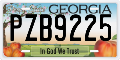 GA license plate PZB9225