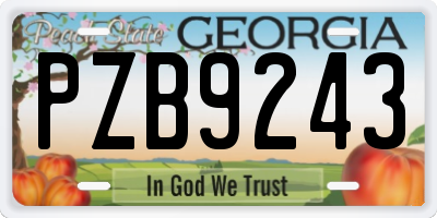 GA license plate PZB9243