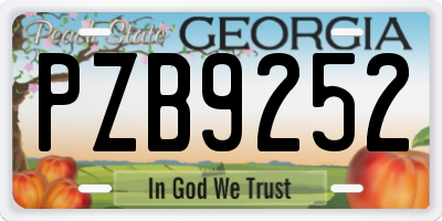 GA license plate PZB9252