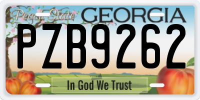 GA license plate PZB9262