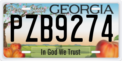 GA license plate PZB9274