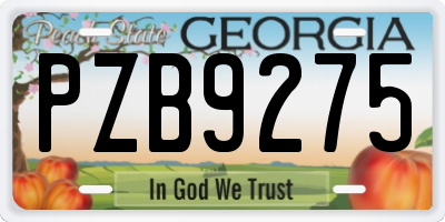 GA license plate PZB9275
