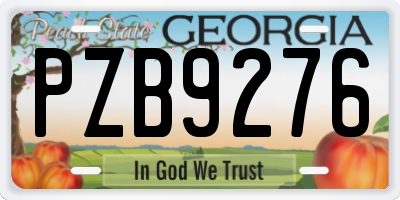 GA license plate PZB9276