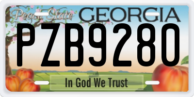 GA license plate PZB9280