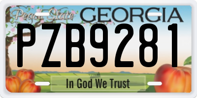 GA license plate PZB9281