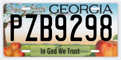 GA license plate PZB9298