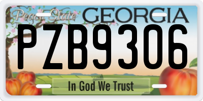 GA license plate PZB9306