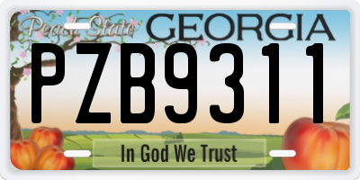 GA license plate PZB9311
