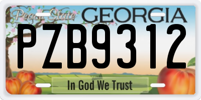 GA license plate PZB9312