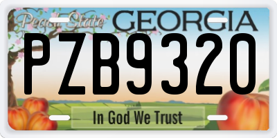 GA license plate PZB9320