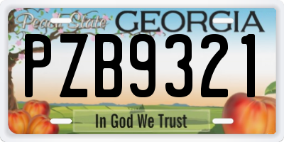 GA license plate PZB9321