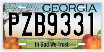 GA license plate PZB9331