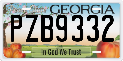 GA license plate PZB9332