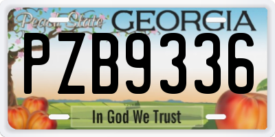 GA license plate PZB9336