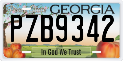 GA license plate PZB9342