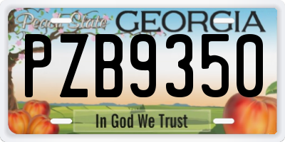 GA license plate PZB9350