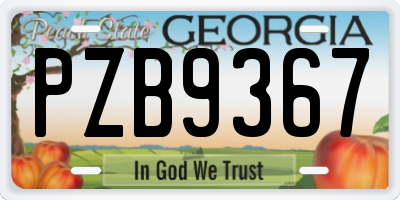 GA license plate PZB9367