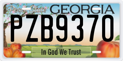 GA license plate PZB9370