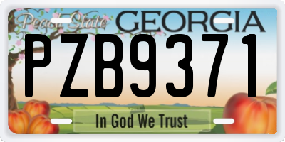 GA license plate PZB9371