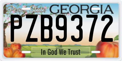 GA license plate PZB9372