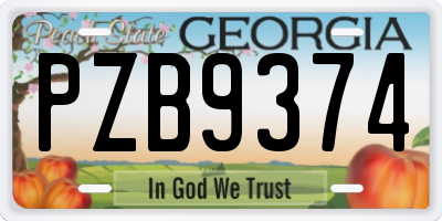 GA license plate PZB9374