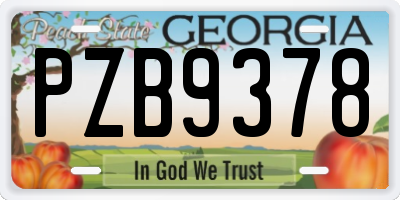 GA license plate PZB9378