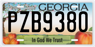 GA license plate PZB9380