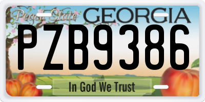 GA license plate PZB9386