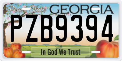 GA license plate PZB9394