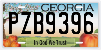 GA license plate PZB9396