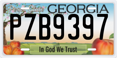 GA license plate PZB9397