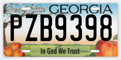GA license plate PZB9398