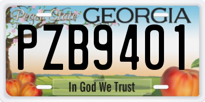 GA license plate PZB9401