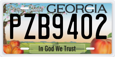 GA license plate PZB9402