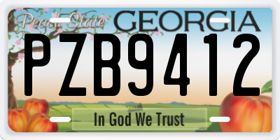 GA license plate PZB9412