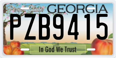 GA license plate PZB9415