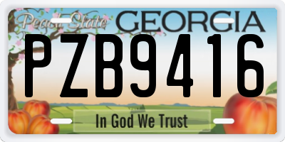 GA license plate PZB9416